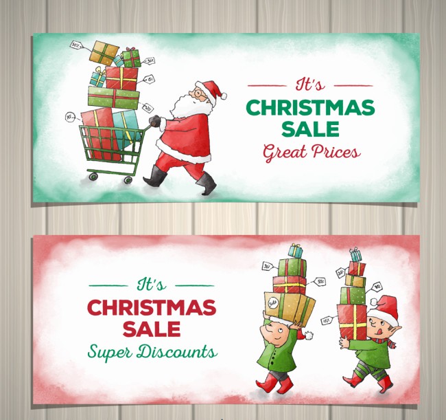 2款彩绘圣诞节销售banner矢量素材16图库网精选