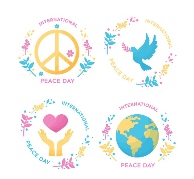4款彩色国际和平日标签矢量素材16设计网精选