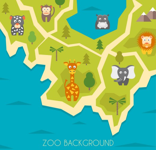 创意动物园动物分布地图矢量素材16素材网精选