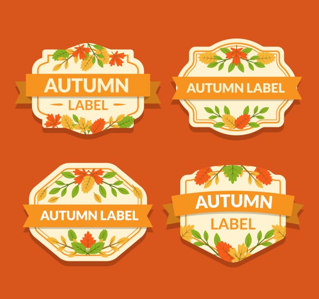 4款彩色秋季标签设计矢量素材16素材网精选