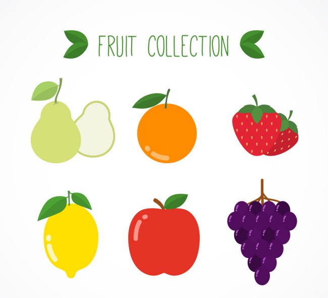 6款扁平化彩色水果设计矢量图素材中国网精选