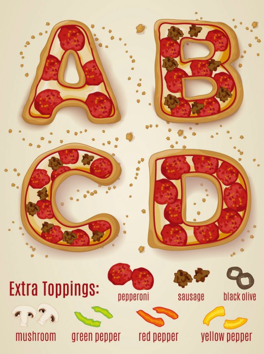 美味披萨字母设计矢量素材16设计网