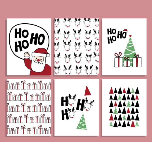 6款手绘圣诞卡片矢量素材16设计网