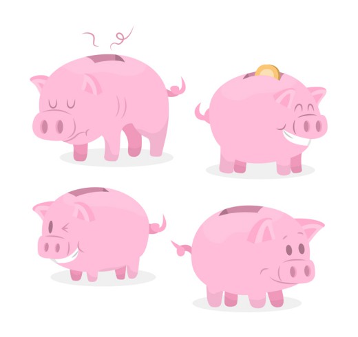 4款粉色猪存钱罐矢量素材素材中国网精选