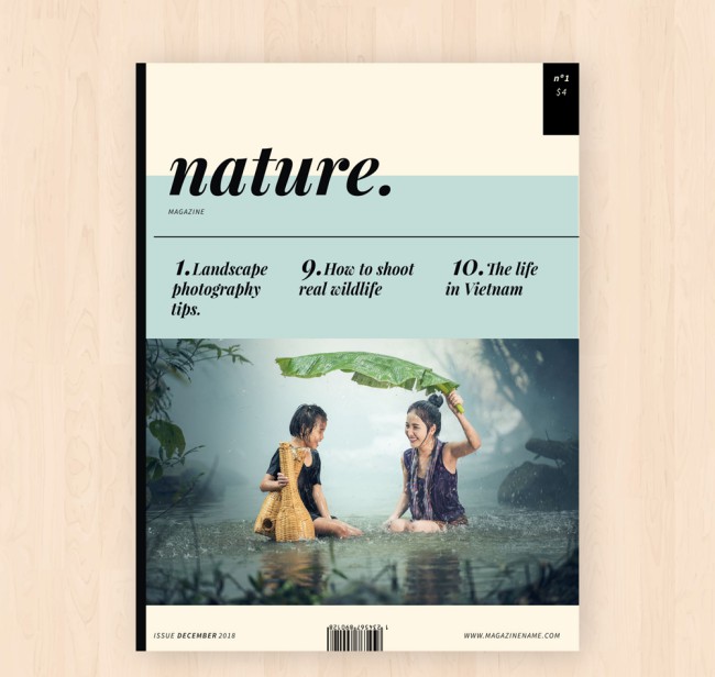 创意人物自然杂志封面矢量图普贤居