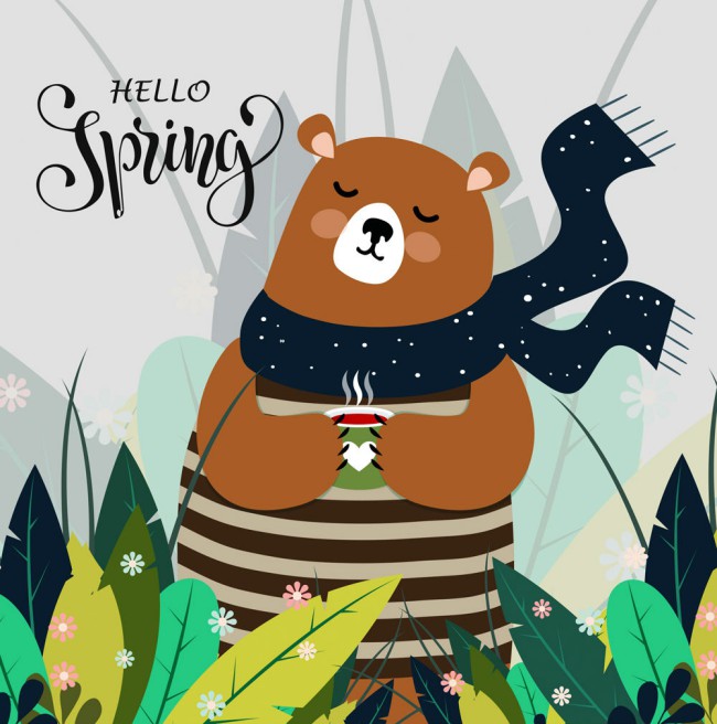 创意春季棕熊矢量素材16素材网精选