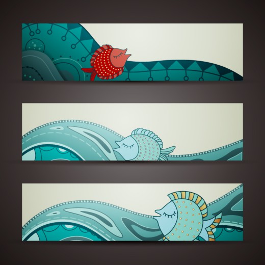 3个创意海洋banner设计矢量素材16图库网精选
