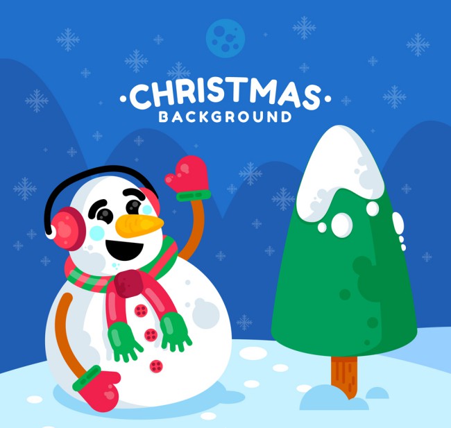 卡通圣诞节雪地雪人矢量素材16素材网精选