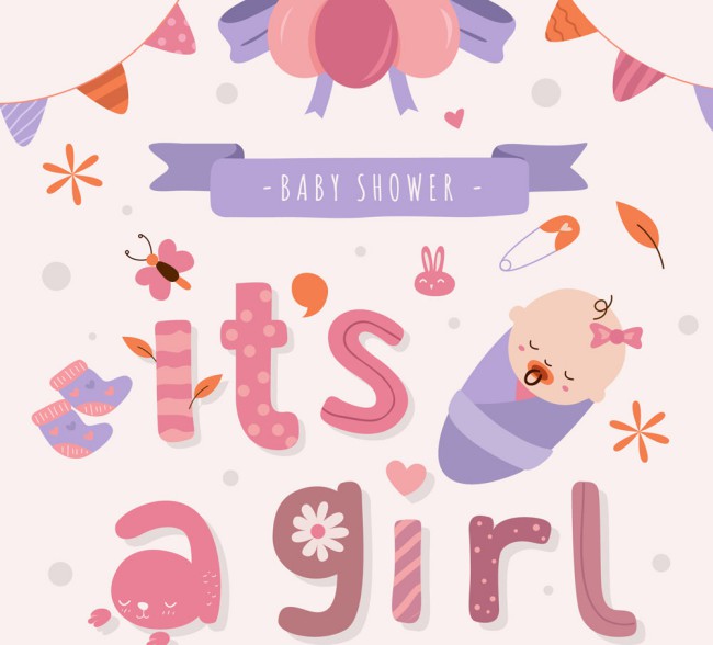 可爱女婴迎婴艺术字矢量素材16设计网精选
