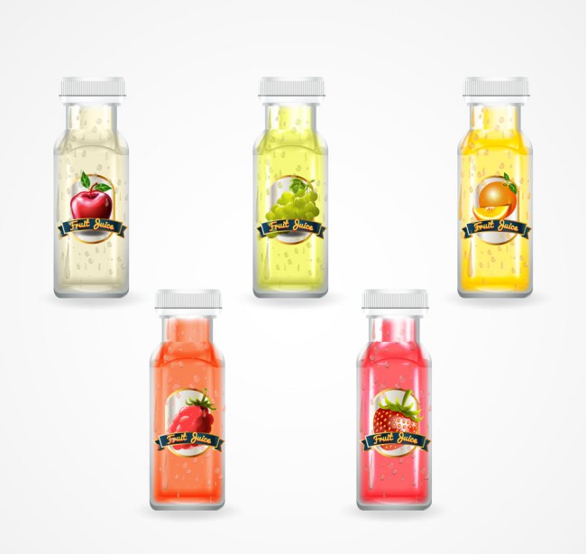 5款水彩绘瓶装果汁矢量素材16素材网精选