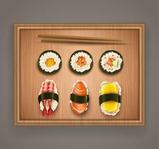 美味日本料理俯视图矢量素材16设计