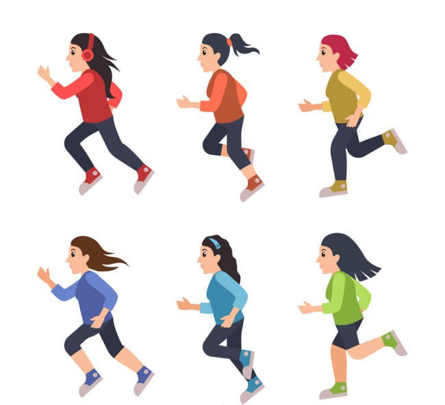 6款创意跑步健身女子矢量图素材中国网精选