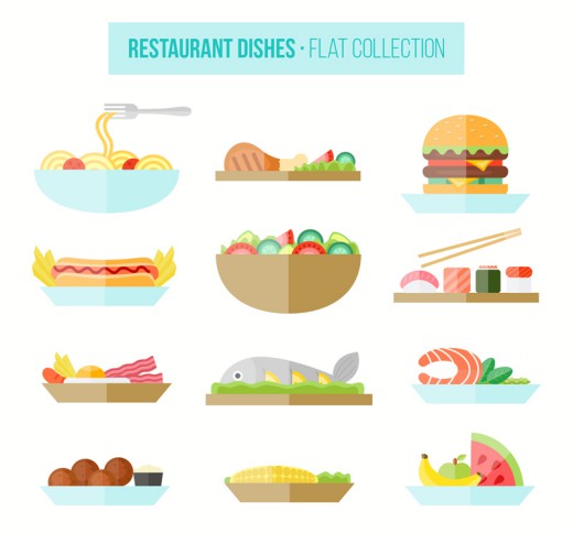 12款美味餐馆食物菜品矢量素材16图库网精选