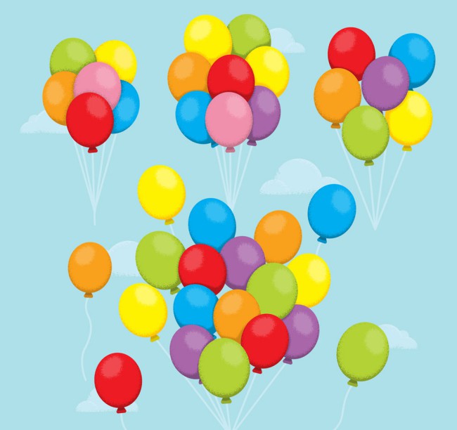 4款彩色升入空中的气球束矢量图普贤居素材网精选