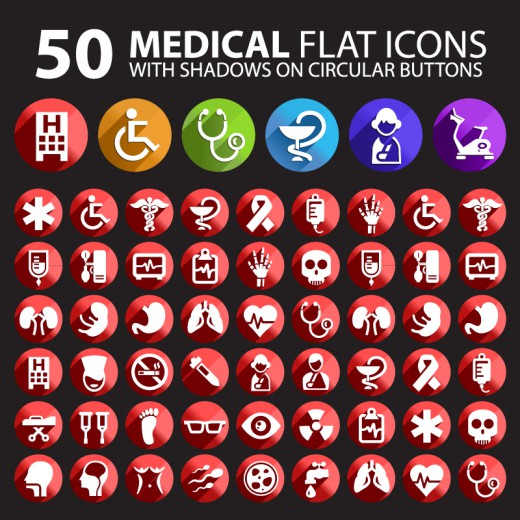 50种医疗图标矢量素材16素材网精选