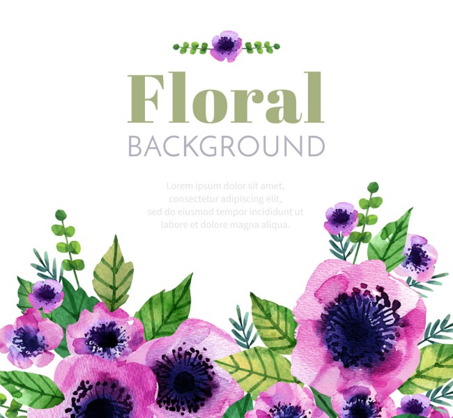 水彩绘紫色花卉矢量素材16图库网精选