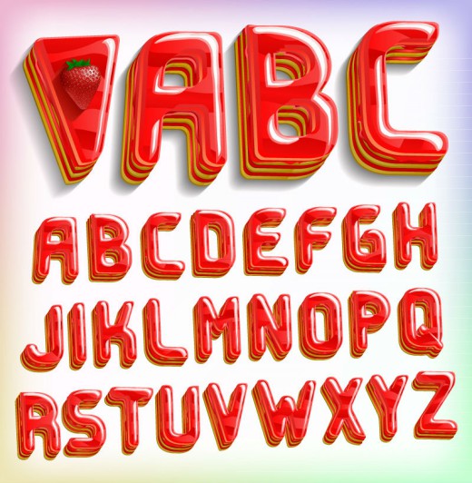 26个红色果冻字母矢量素材16设计网精选