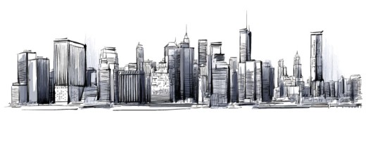 手绘城市轮廓矢量素材16素材网精选