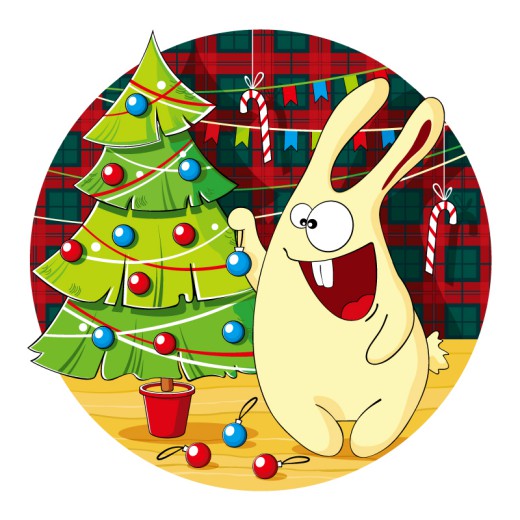 卡通圣诞树和兔子矢量素材16图库网精选