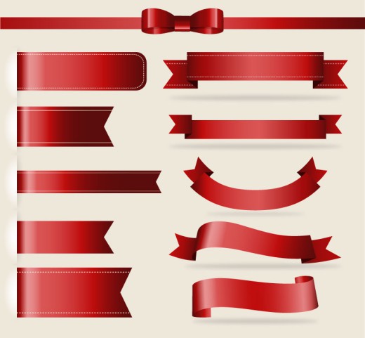11款红色丝带设计矢量图16图库网精选