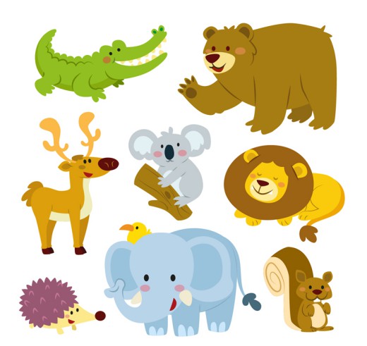 9款卡通可爱动物设计矢量图素材天