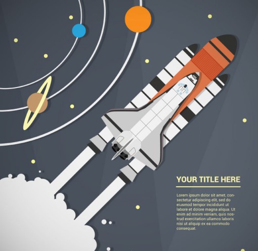 创意宇宙飞船插画矢量素材16设计网精选