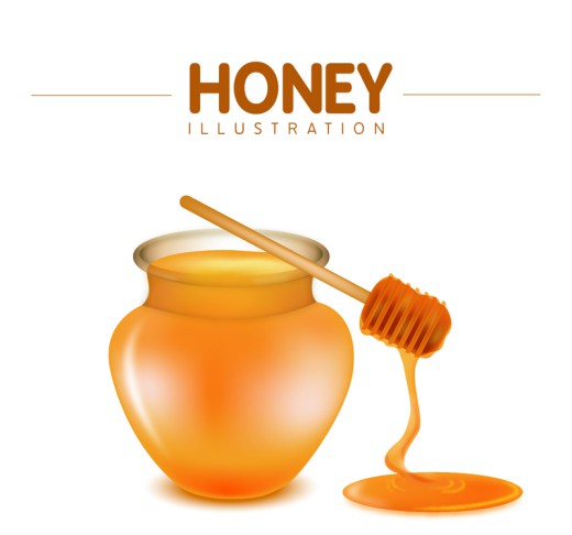 蜂蜜和搅蜜棒矢量素材普贤居素材网精选
