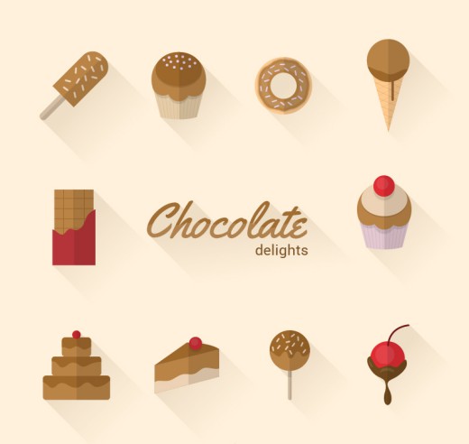 10款巧克力甜食图标矢量素材16图库网精选