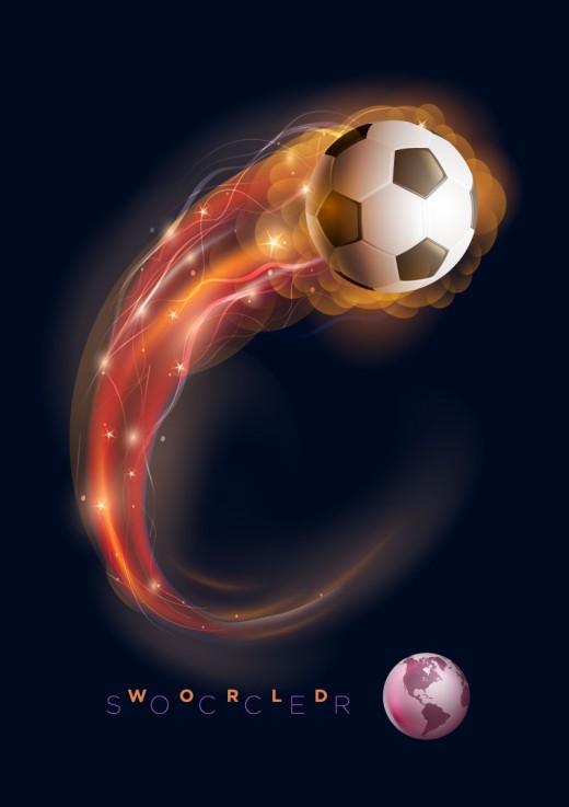 光效火焰足球背景矢量素材16设计网