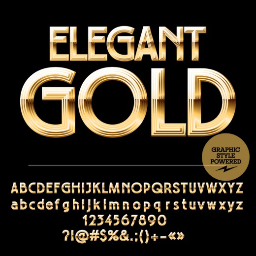 77款金色字母与数字设计矢量图普贤居素材网精选