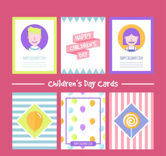 6款彩色儿童节卡片矢量素材16图库网精选