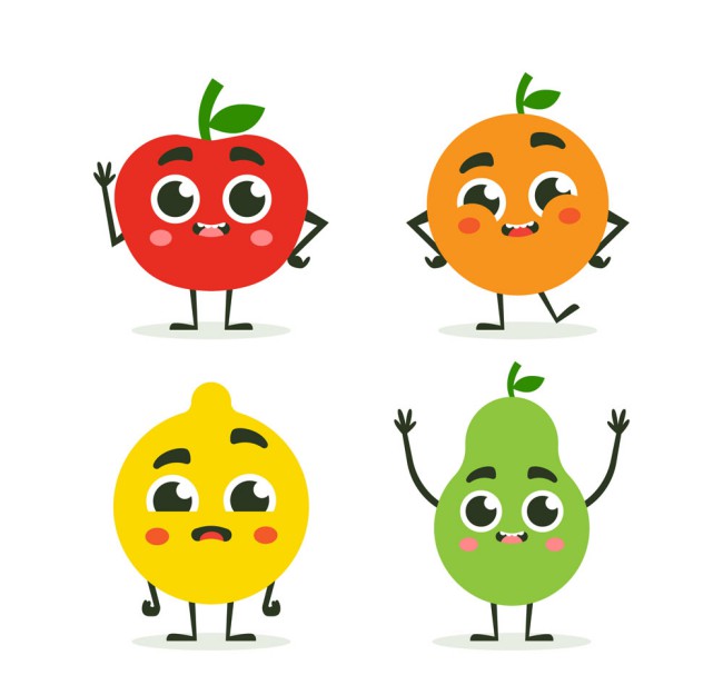 4款可爱表情水果设计矢量素材16图库网精选