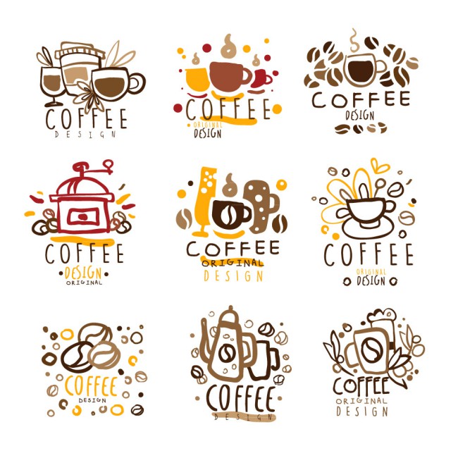 9款彩绘咖啡标志矢量素材16图库网精选