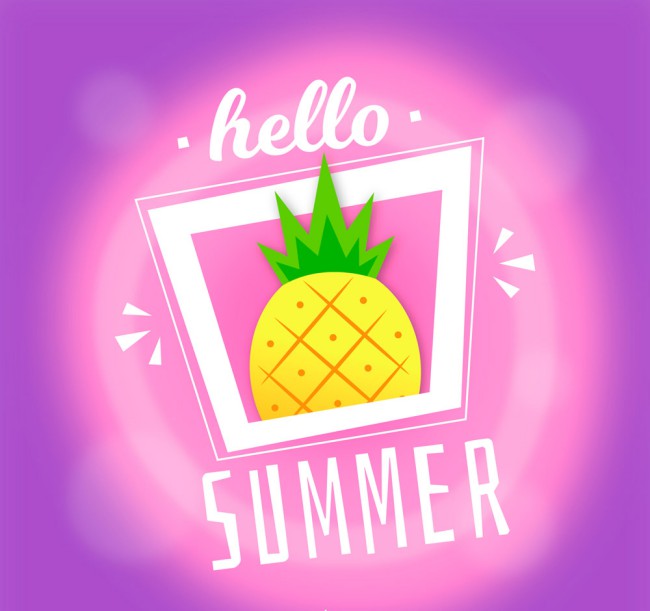 创意菠萝你好夏季艺术字矢量素材16素材网精选