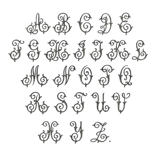 26个藤蔓花纹字母设计矢量图普贤居素材网精选