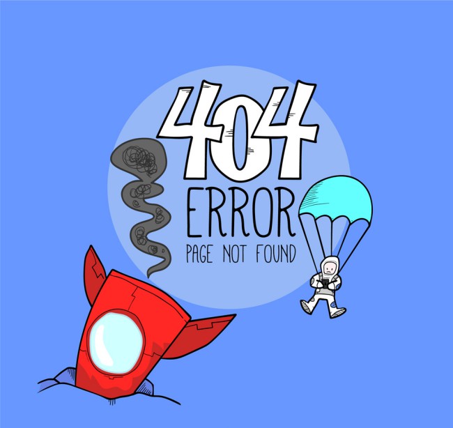 创意404页面坠落的火箭矢量图普贤