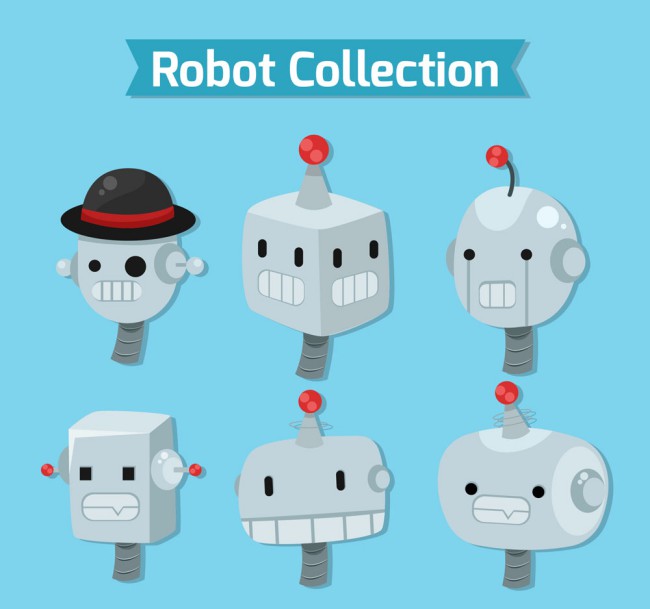 6款创意机器人头像矢量素材普贤居素材网精选