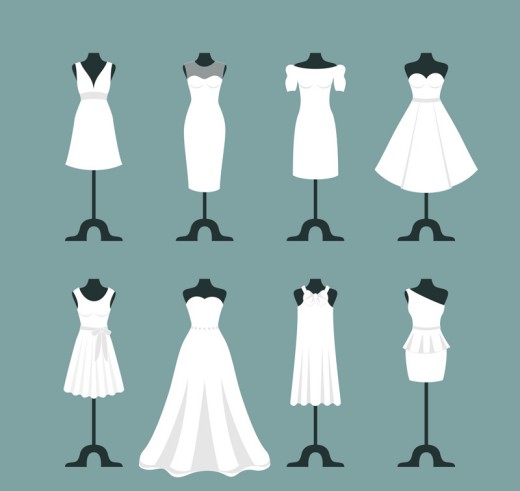 8款白色婚纱设计矢量图素材中国网精选
