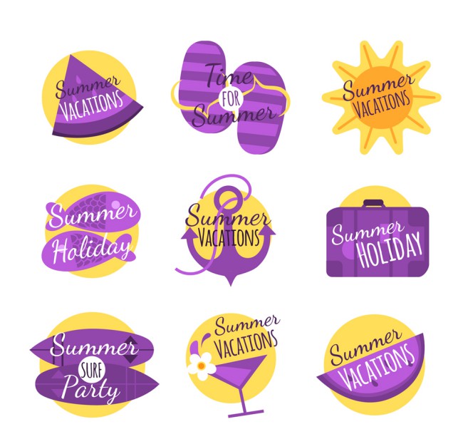 9款紫色夏季标签矢量素材16图库网精选