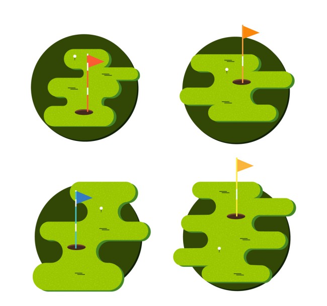 4款绿色高尔夫球场矢量素材16图库网精选