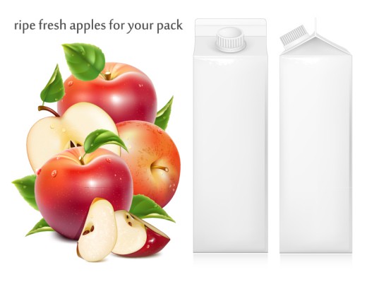 红苹果与果汁包装设计矢量素材普贤