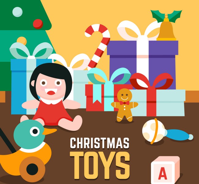 可爱圣诞节玩具矢量素材16设计网精选