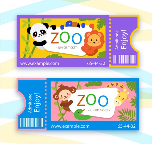 2款可爱动物园单人门票矢量素材16设计网精选