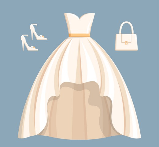 白色婚纱与配饰矢量素材16素材网精选