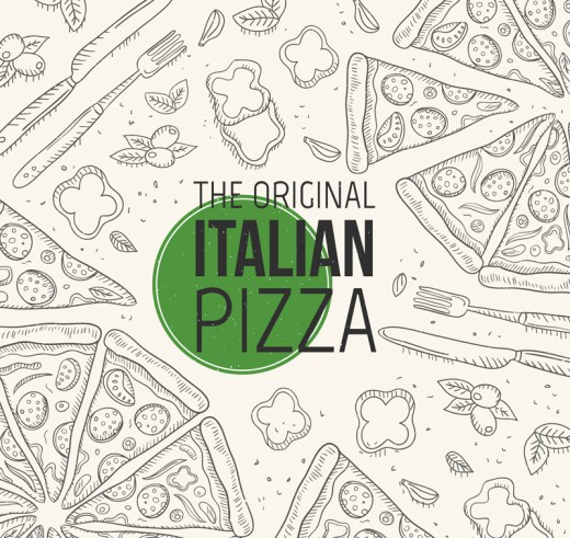 手绘意大利披萨矢量素材16素材网精选