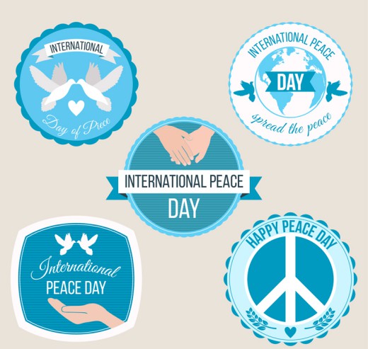5款蓝色国际和平日标签矢量素材16素材网精选