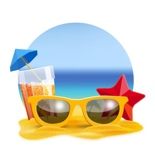 夏季沙滩太阳镜插画矢量素材16图库网精选