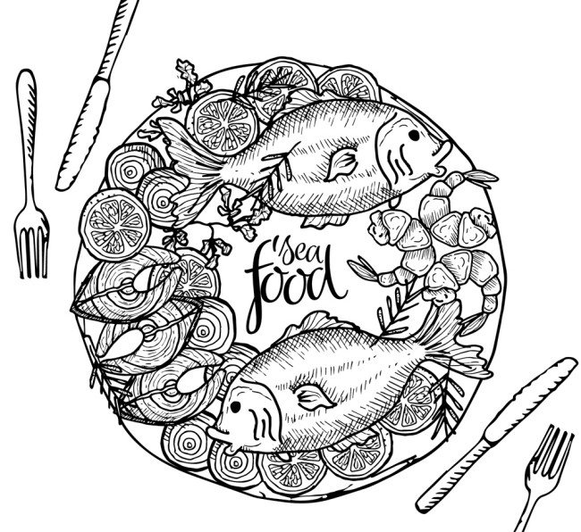 创意海鲜菜肴设计矢量素材素材中国网精选