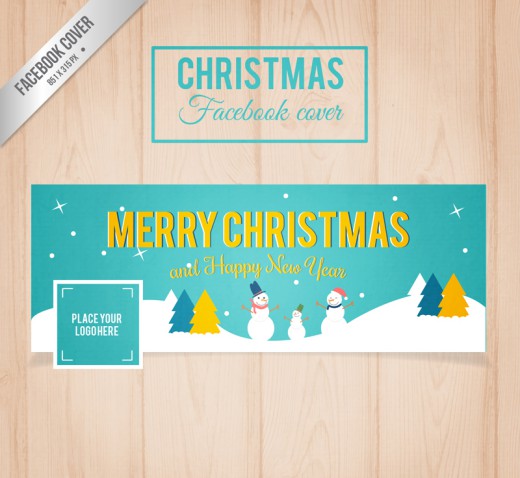 圣诞雪人脸书封面图片矢量素材16素