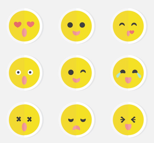 9款黄色圆脸表情贴纸矢量图16设计网精选